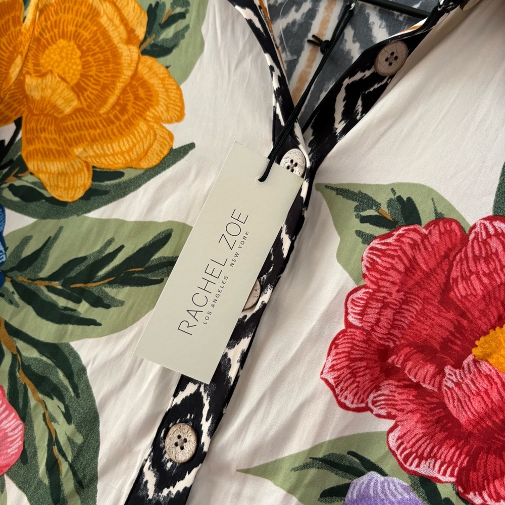 Rachel Zoe NWT XS Tropical Floral Button Down Shirt - Picture 4 of 5